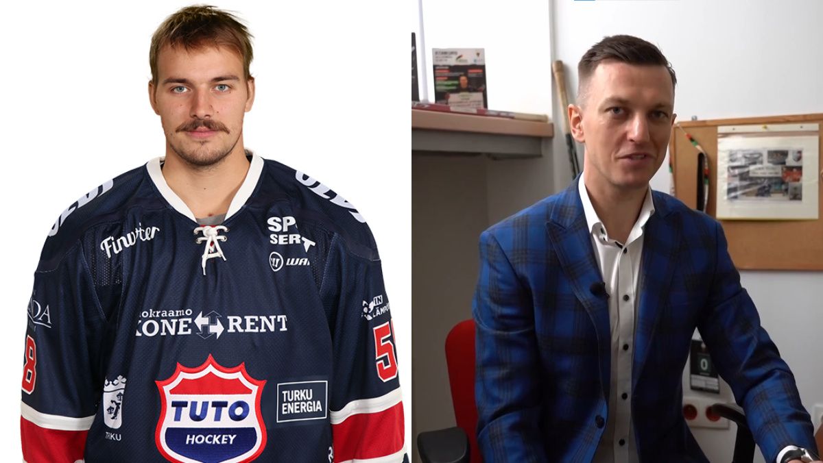 Roni Allén, nowy obrońca GKS Tychy i Jarosław Rzeszutko, dyrektor sportowy klubu.