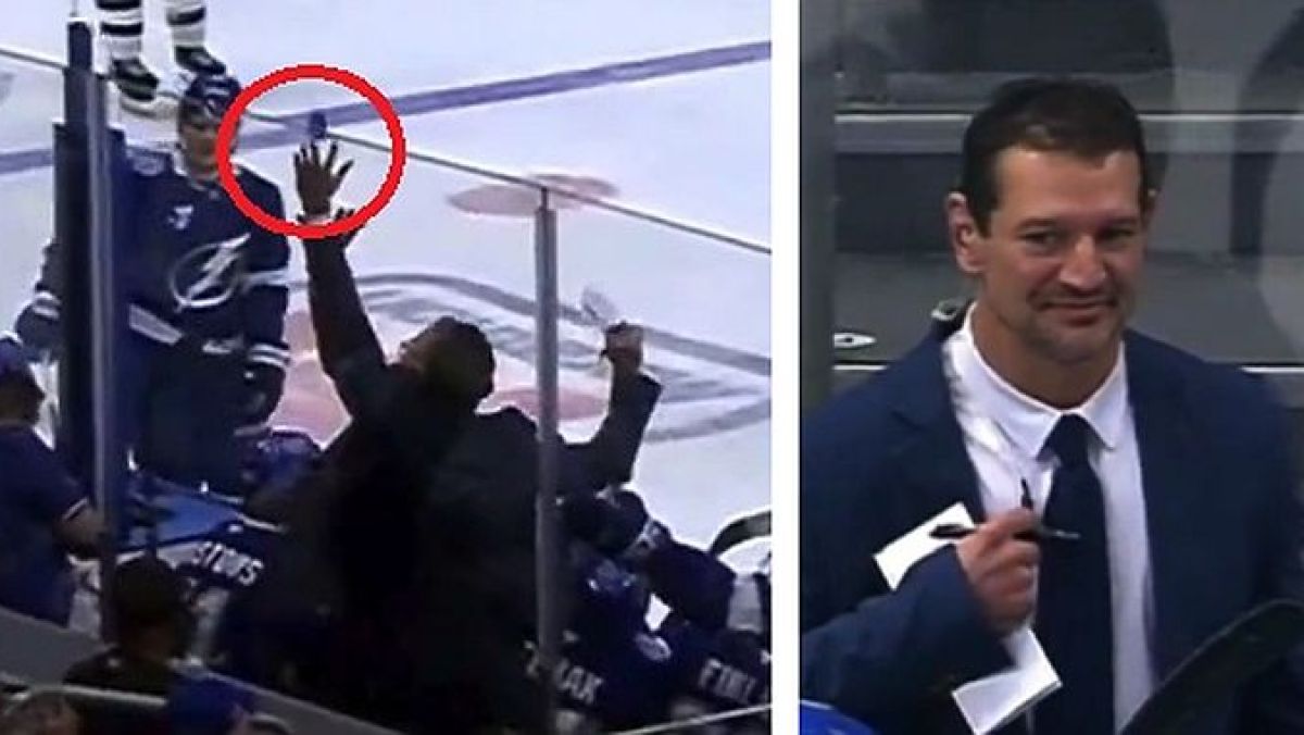 Asystent trenera Tampa Bay Lightning Dan Hinote otrzymał karę za zatrzymanie krążka w boksie podczas meczu NHL.