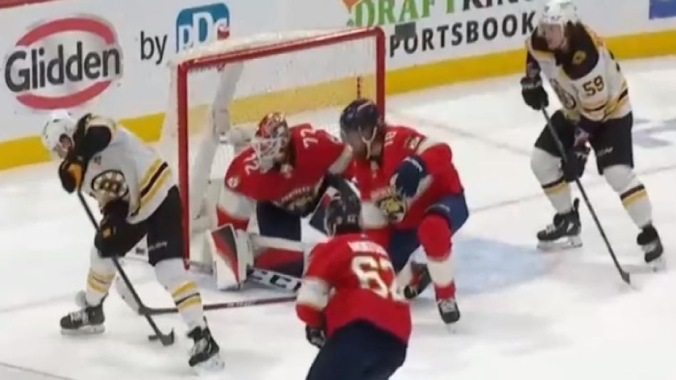 Napastnik Boston Bruins David Pastrňák (przy krążku) strzelił fantastycznego gola w meczu z Florida Panthers.