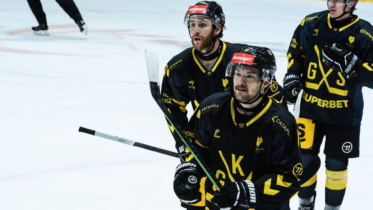 Jean Dupuy i Christian Mroczkowski po bramce dla GKS Katowice [foto: Klaudia Baron]