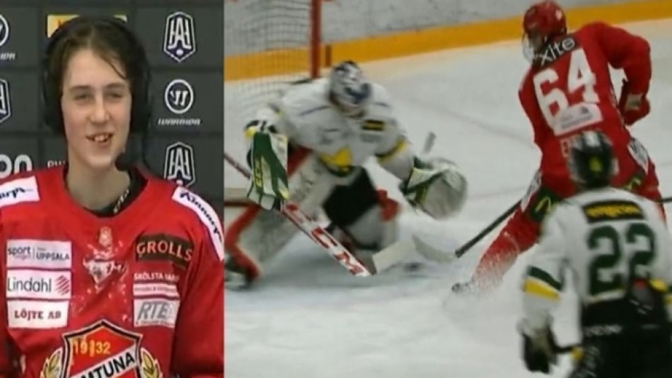 15-letni Filip Ekberg (Almtuna Uppsala) ustrzelił hat tricka w debiucie w seniorskim hokeju.