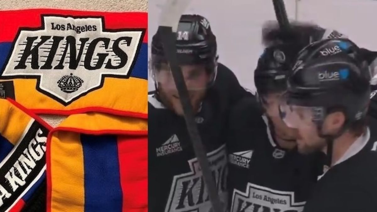 Szalik klubu Los Angeles Kings w barwach narodowych Armenii / hokeiści Los Angeles Kings