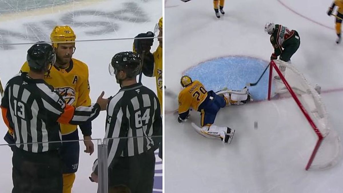 Sędziowie uznali kontrowersyjnego zwycięskiego gola Marcusa Johanssona dla Minnesota Wild w meczu z Nashville Predators w NHL.