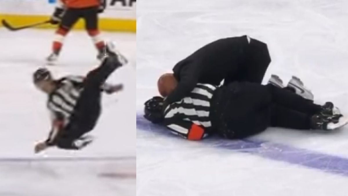 Sędzia NHL Mitch Dunning został zabrany do szpitala podczas meczu.