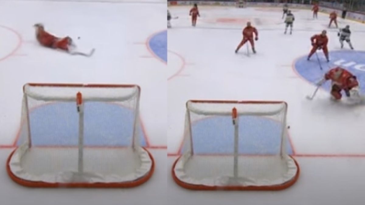 Bramkarz Timrå IK Tim Juel popisał się niesamowitą interwencją w meczu ligi SHL.