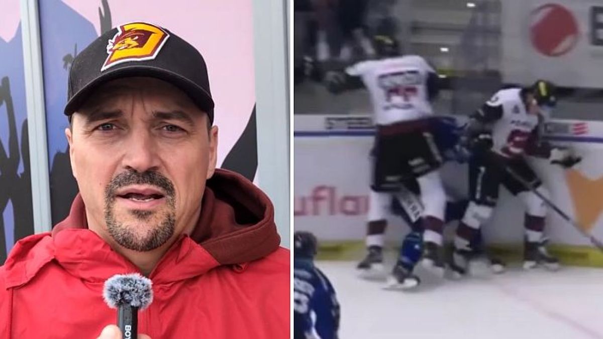 Viktor Ujčík (szef komisji dyscyplinarnej czeskiej ekstraligi) / atak Davida Němečka (Sparta Praga) na Patrika Brůnę (HC Vítkovice)