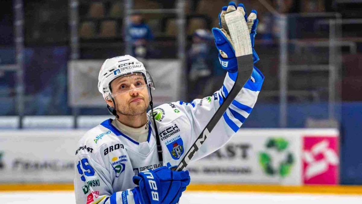 Ville Heikkinen, napastnik KS Unii Oświęcim (fot. Jarosław Fiedor)